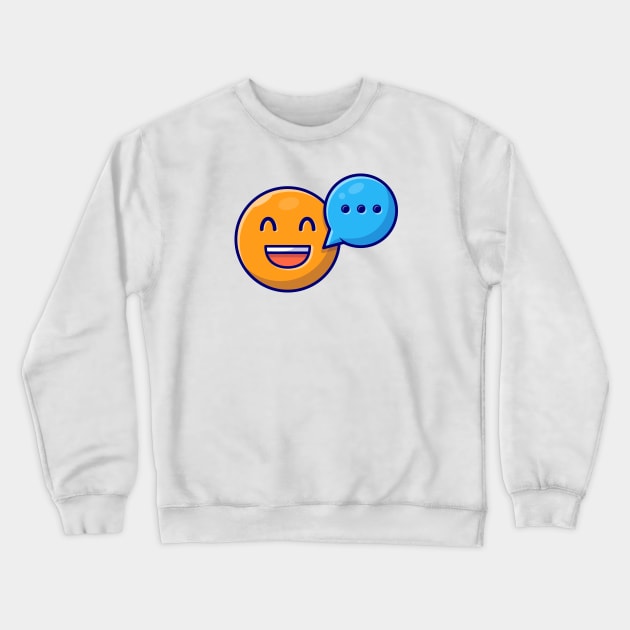 Happy Smile Emoticon with Talk Speech Bubble Cartoon Vector Icon Illustration Crewneck Sweatshirt by Catalyst Labs